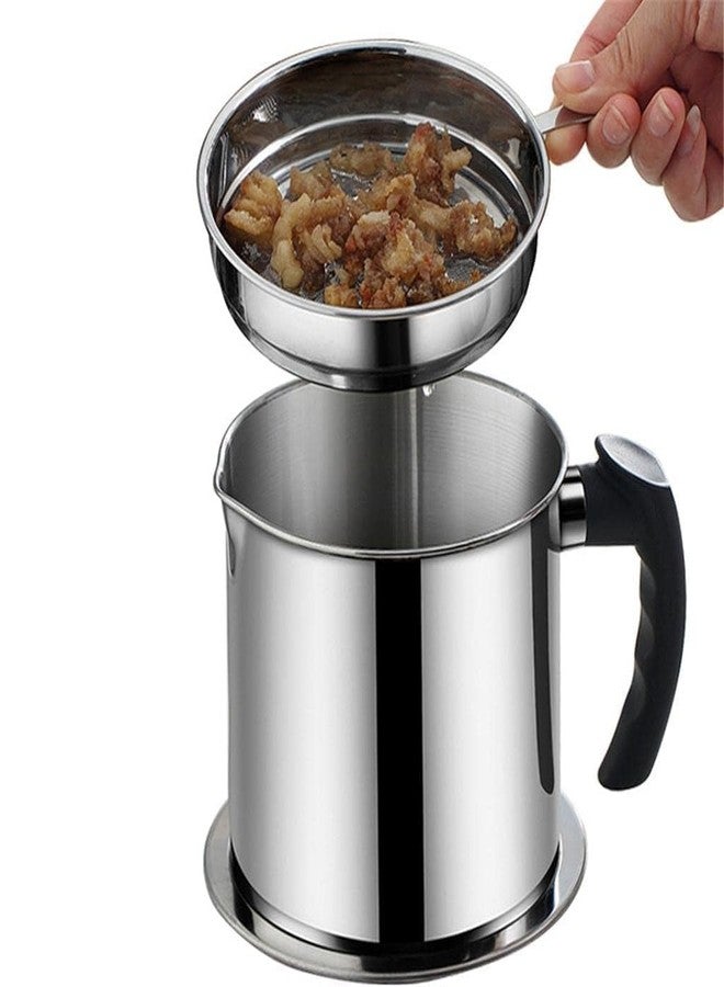 SWEEVAN Oil Strainer Pot Grease Can - Stainless Steel Cooking Grease Container,Reuse Oil Storage (Best Oil Shaver) Can Container with Removable Filter Anti-Scalding Handheld, Lid for Cooking Oil - Image 1